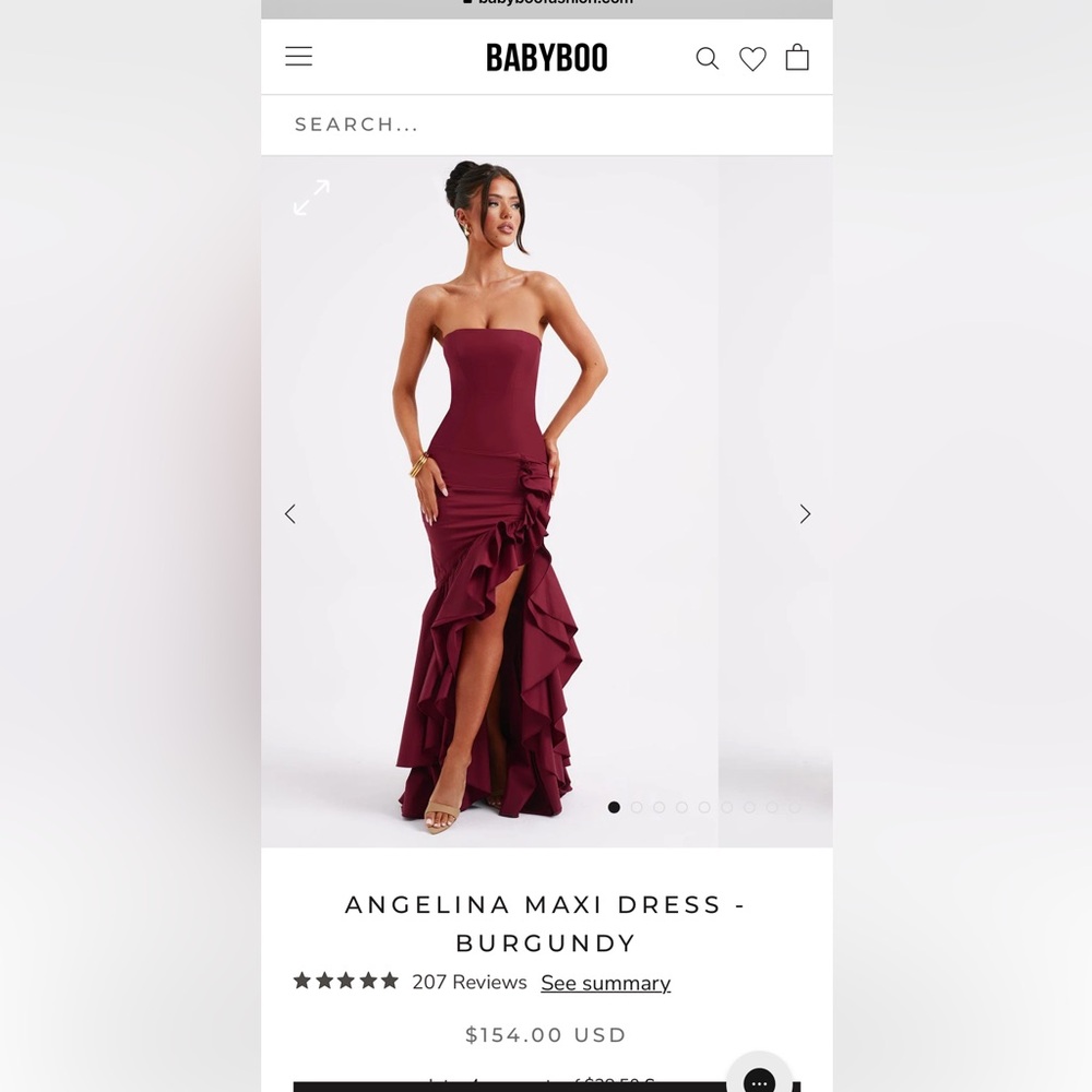 Babyboo formal dress, burgundy, absolutely beautiful and formfitting.